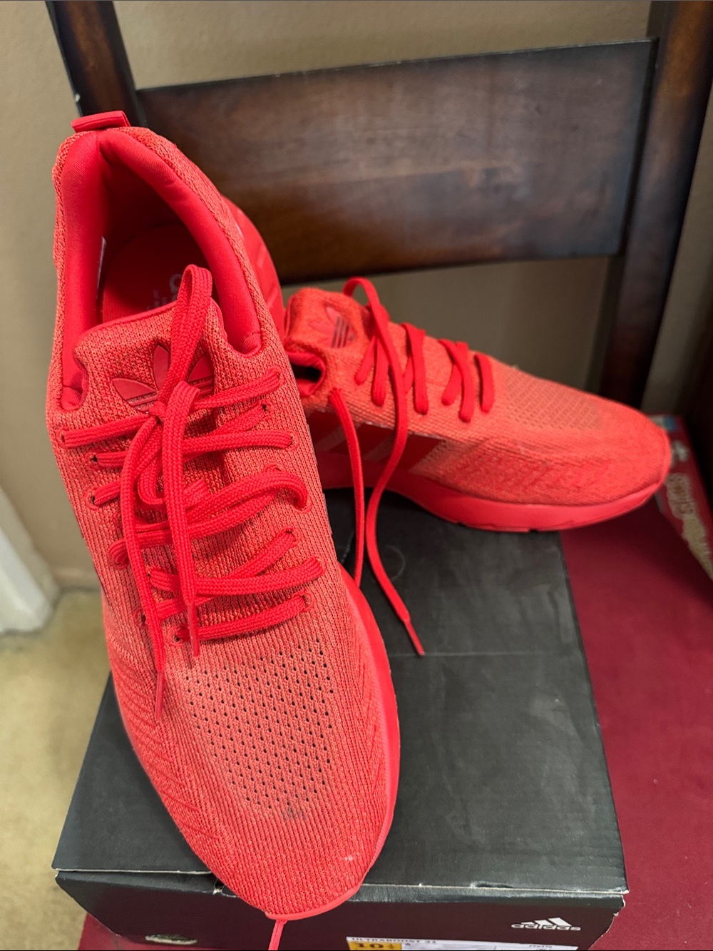 adidas Men’s Red Knit Athletic Running Shoes